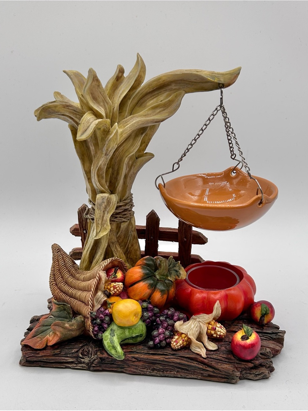 Yankee Candle Wax Warmer Corn Stalk & Cornucopia Autumn Harvest Pumpkin 8" x 8"